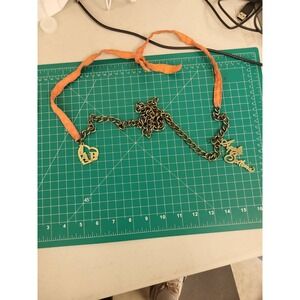 Apple Bottoms Belt Gold Tone Chain Heart AB Logo Charm Pendant Vintage